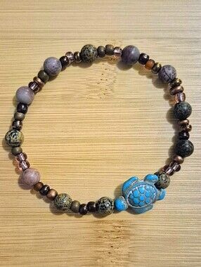 Handmade Jasper Turtle Gemstone Bracelet